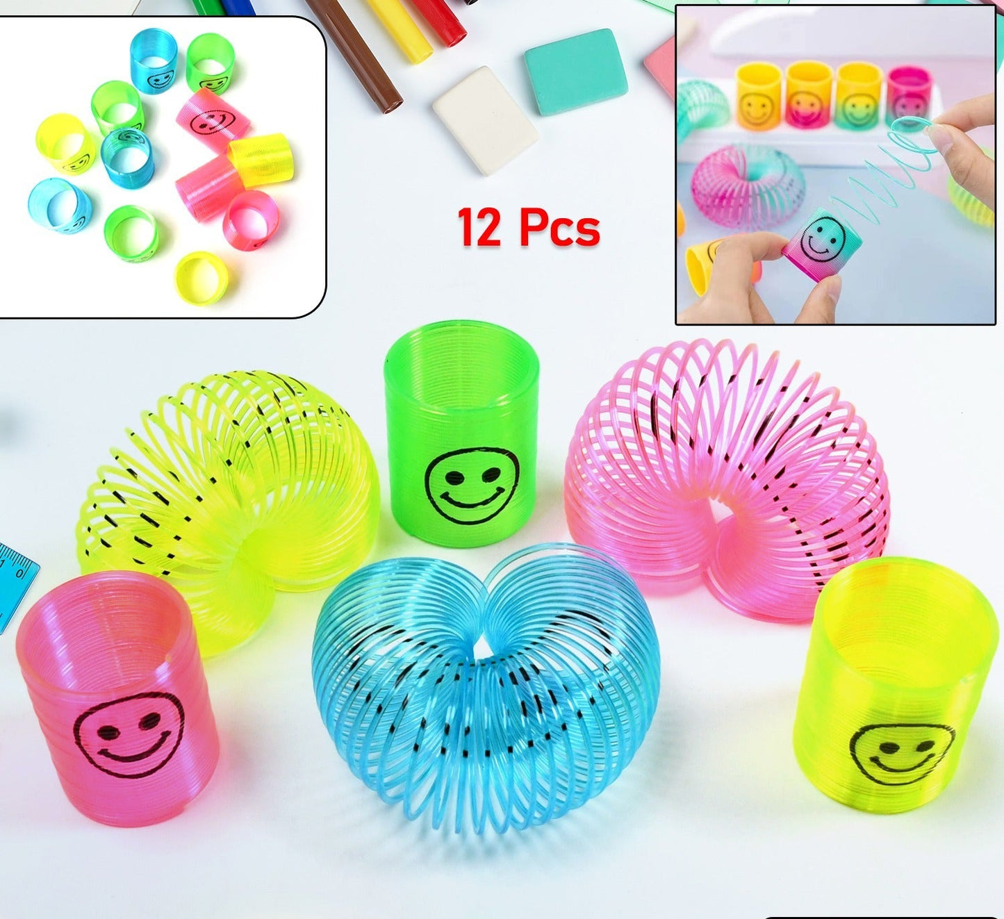 Multicolor Magic Smiley Slinkey (12 Pcs Set)