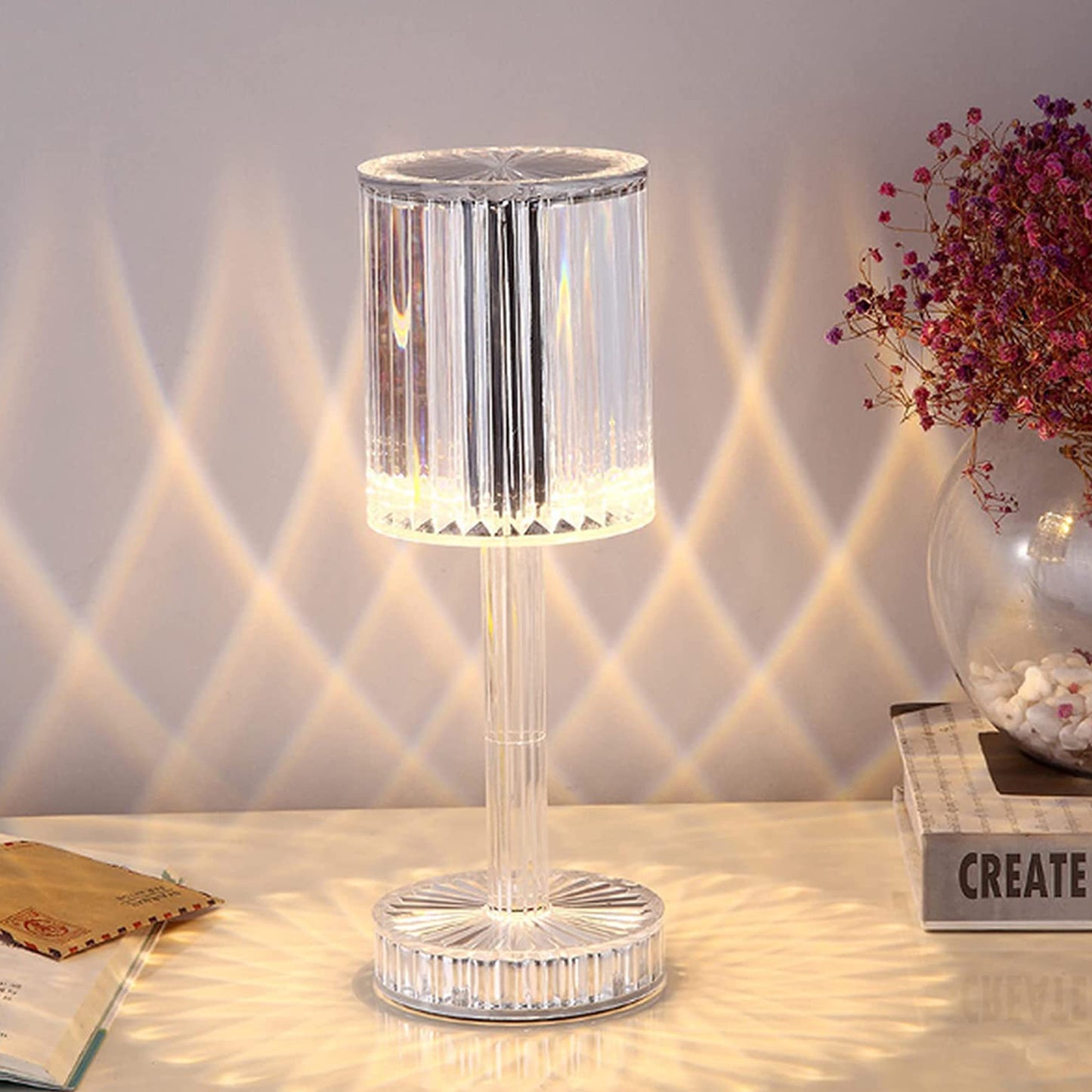 Crystal Table Lamp Touch Control Atmosphere Nightstand Lamp