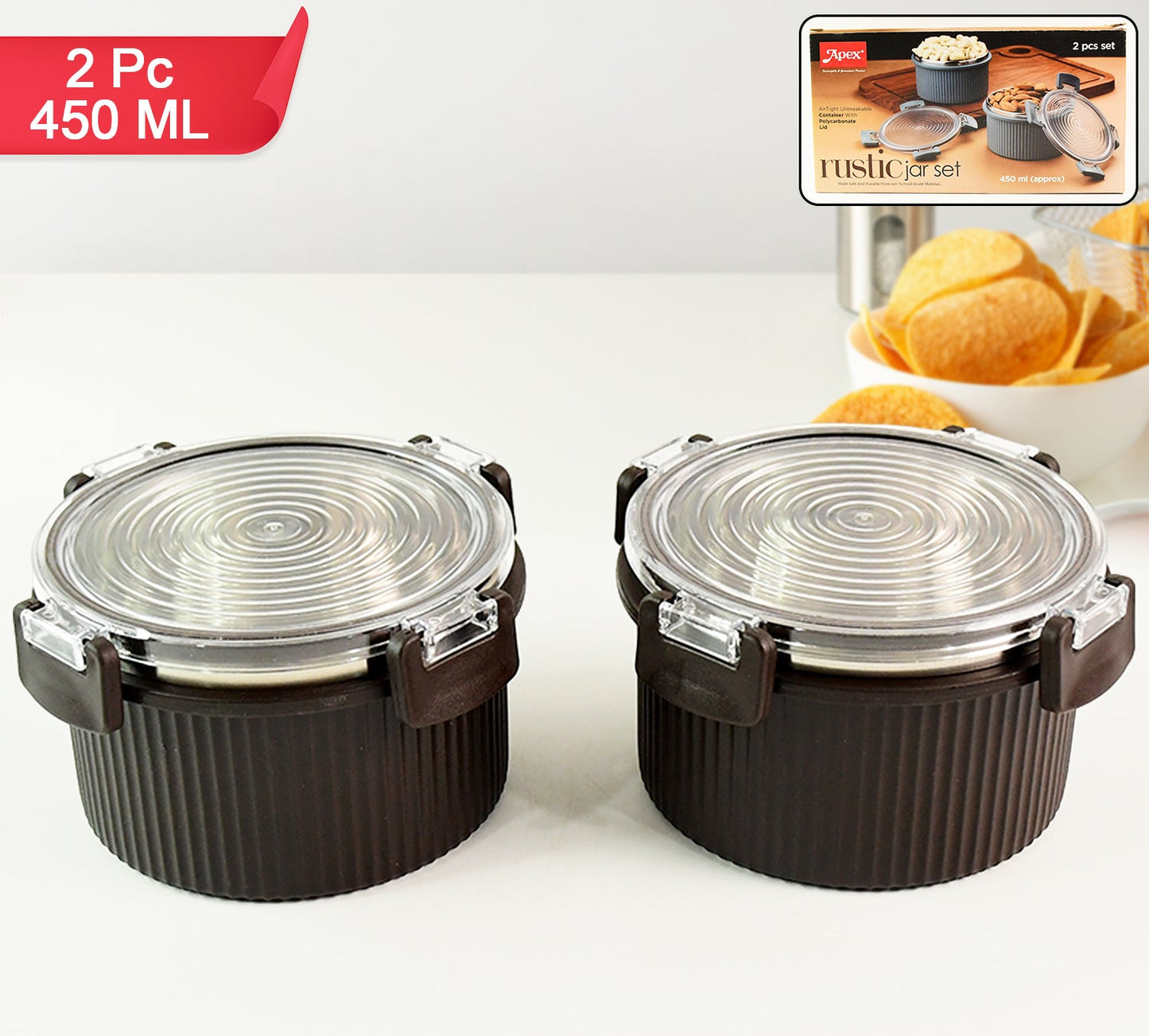 Apex Rustic Jar Set 2 Pcs 450ml Each Approx