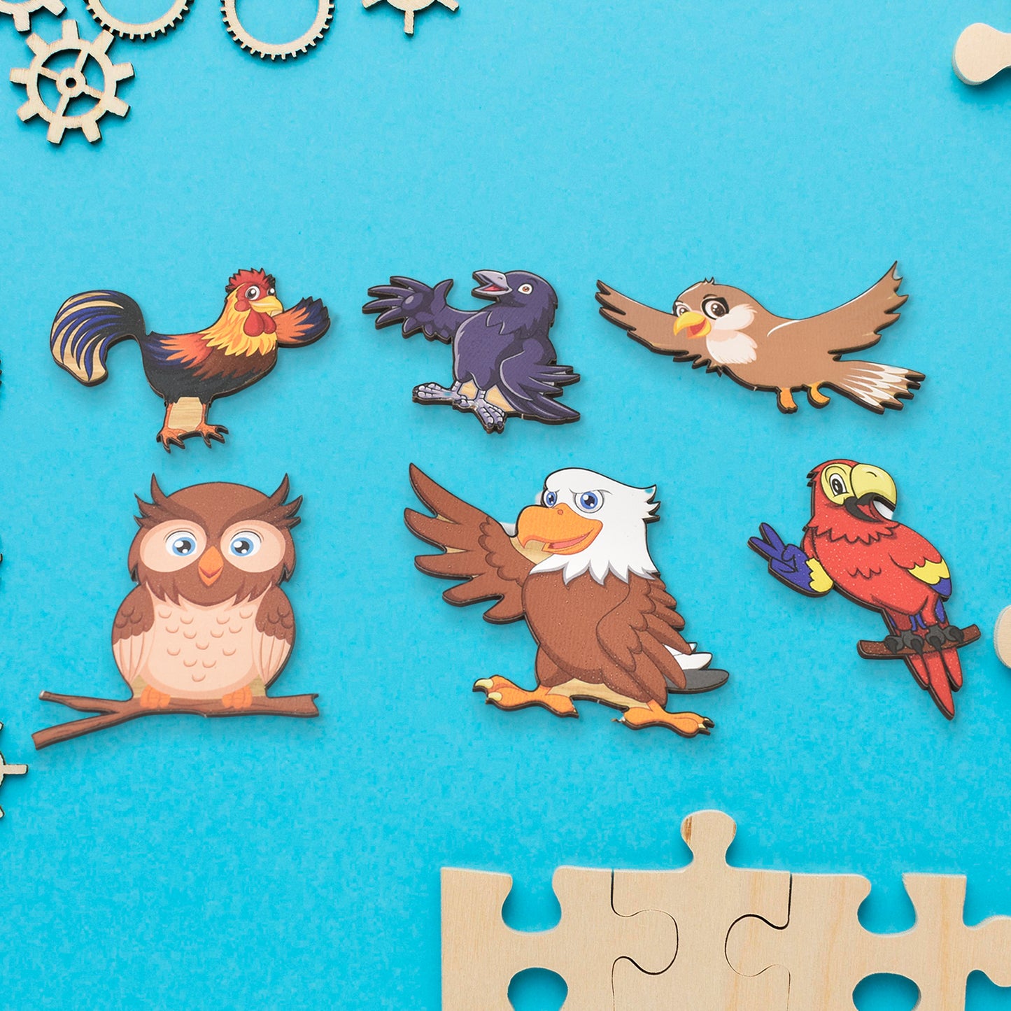 Wooden Bird Puzzle Learning Educational Board (1 Set)