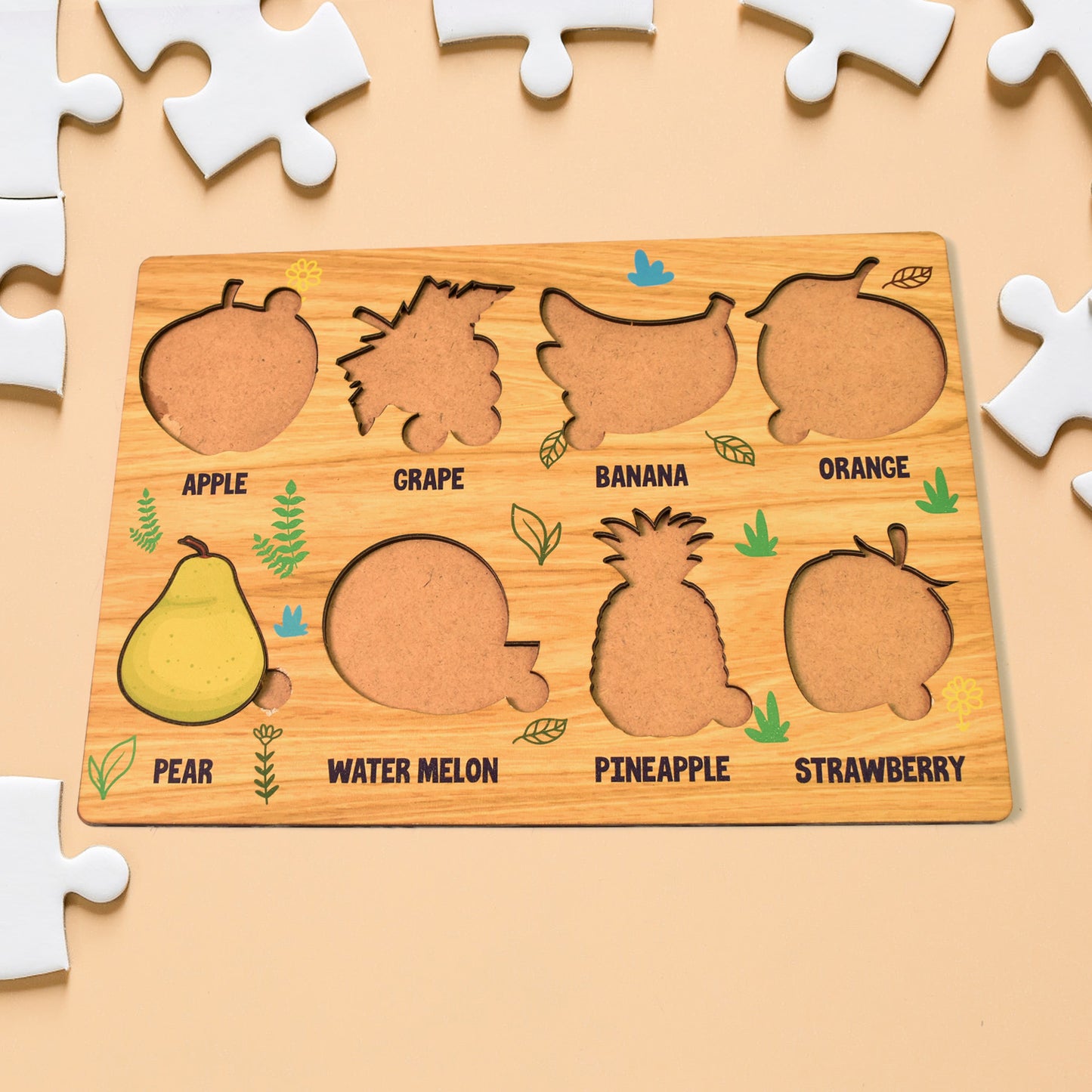 Wooden Fruits Puzzle Learning Educational Board (1 Set)