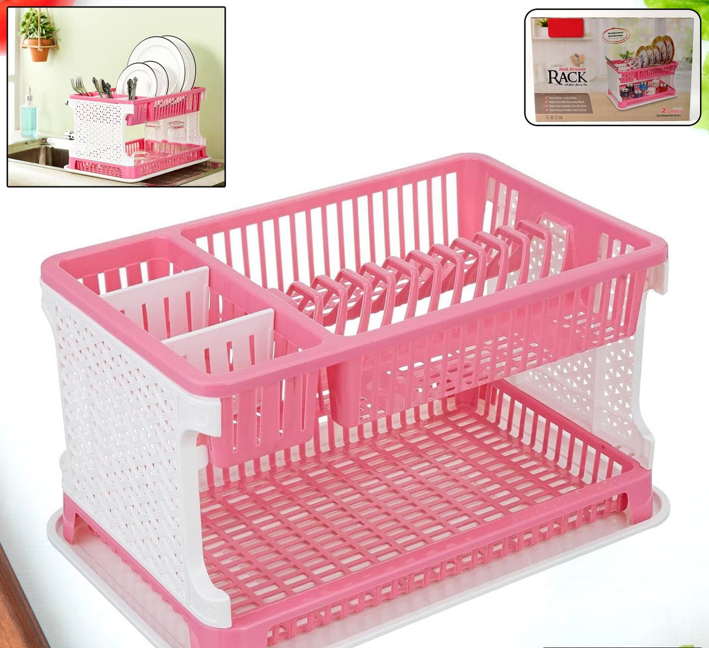 Plastic Kitchen Organizer Rack With Water Storing Tray