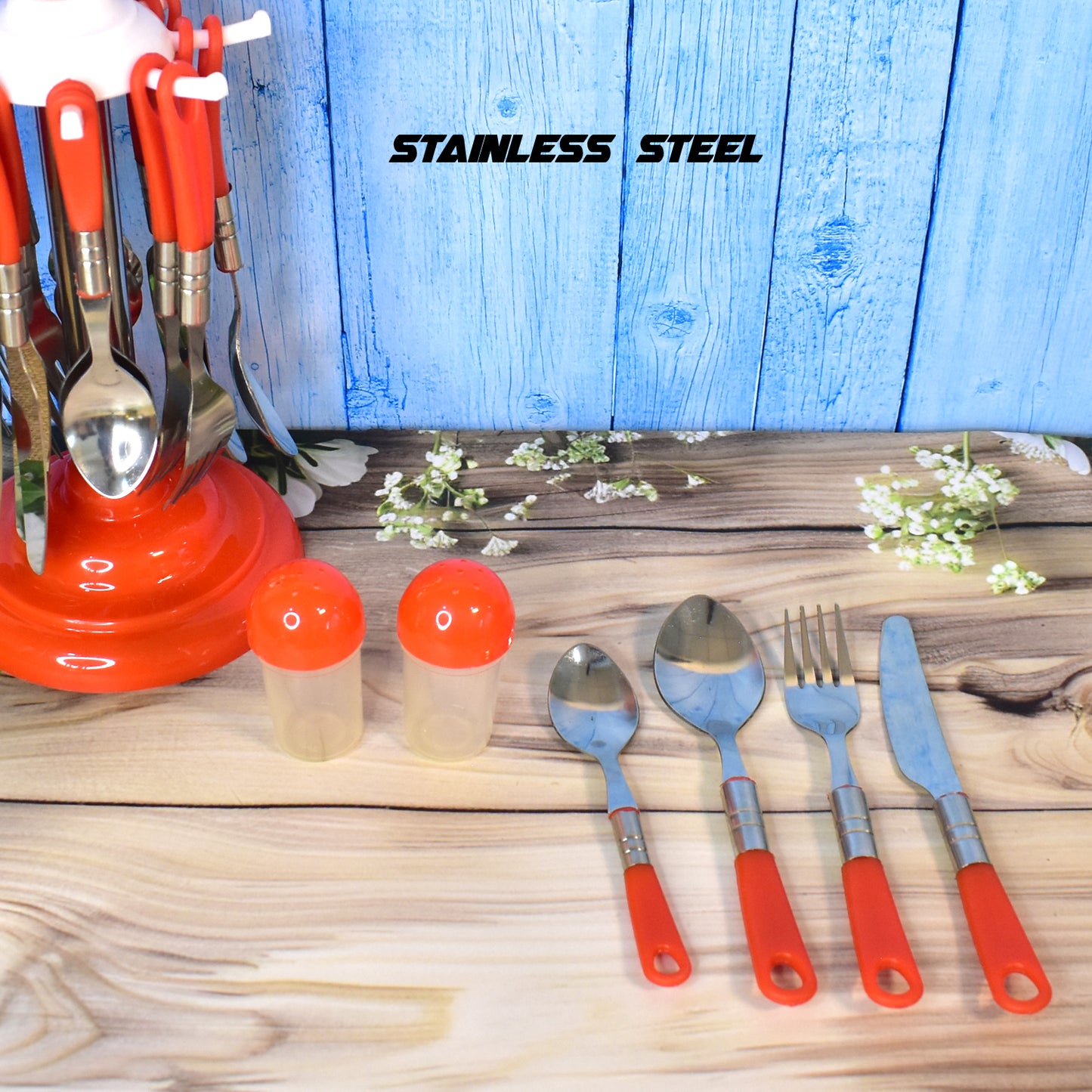 Luxury Cutlery Set For Dining Table Stainless Steel 26-piece Set With Stand (1 Set)