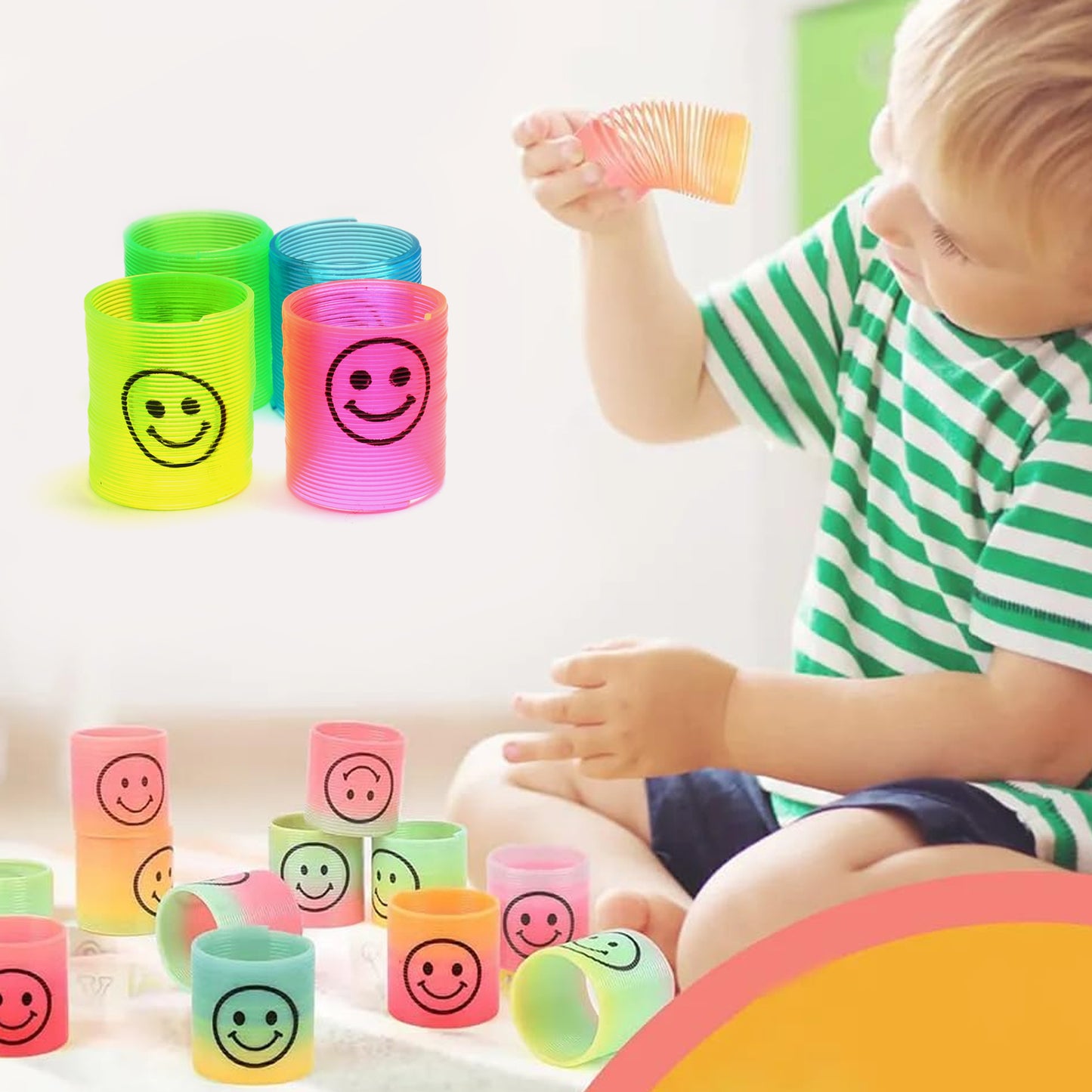 Multicolor Magic Smiley Slinkey (12 Pcs Set)