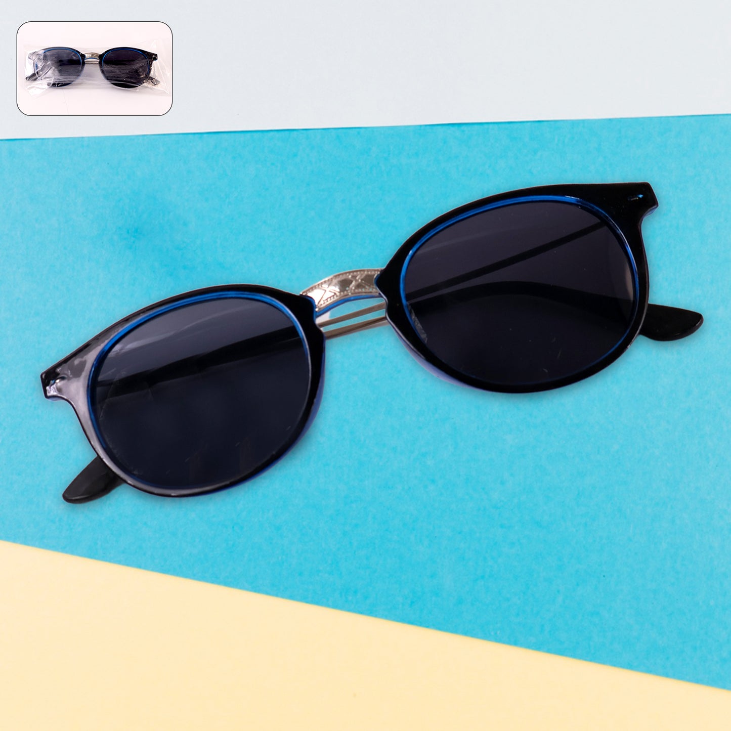 Blue Uv Protected Round Sunglasses