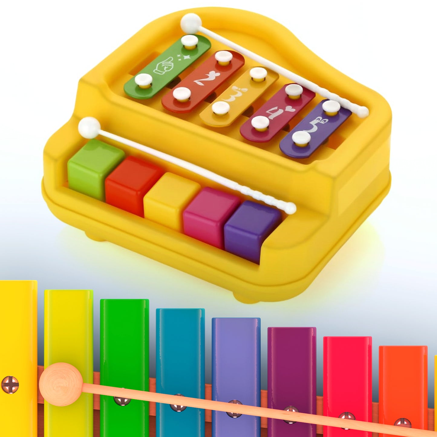 2 In 1 Baby Piano Xylophone Toy (1 Pc)