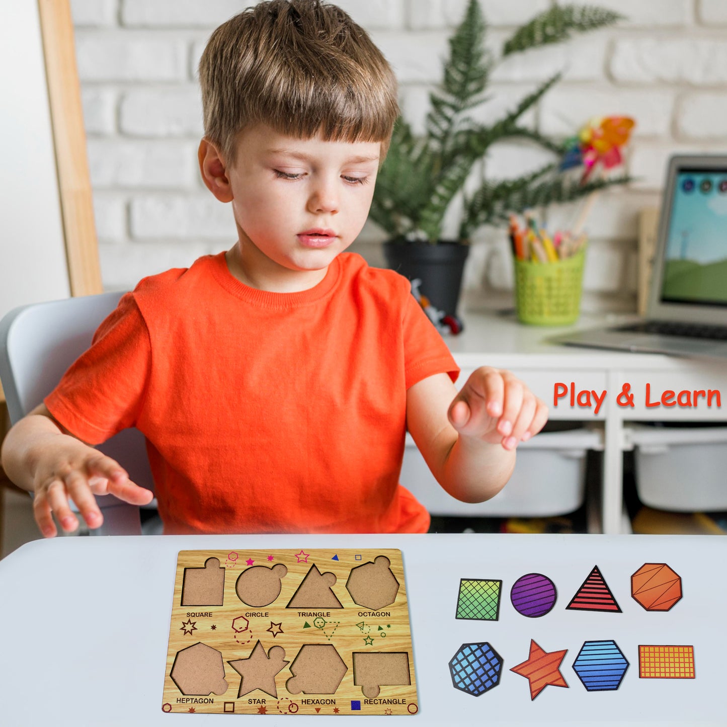 Wooden Triangles Puzzle Learning Educational Board (1 Set)