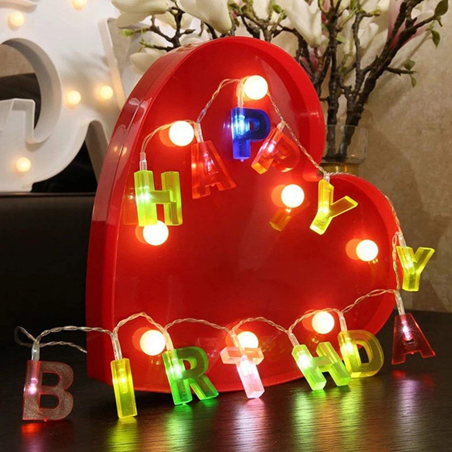 Decoratives Plastic Happy Birthday 13 Led Letter Battery Operated String Lights (Multicolour)