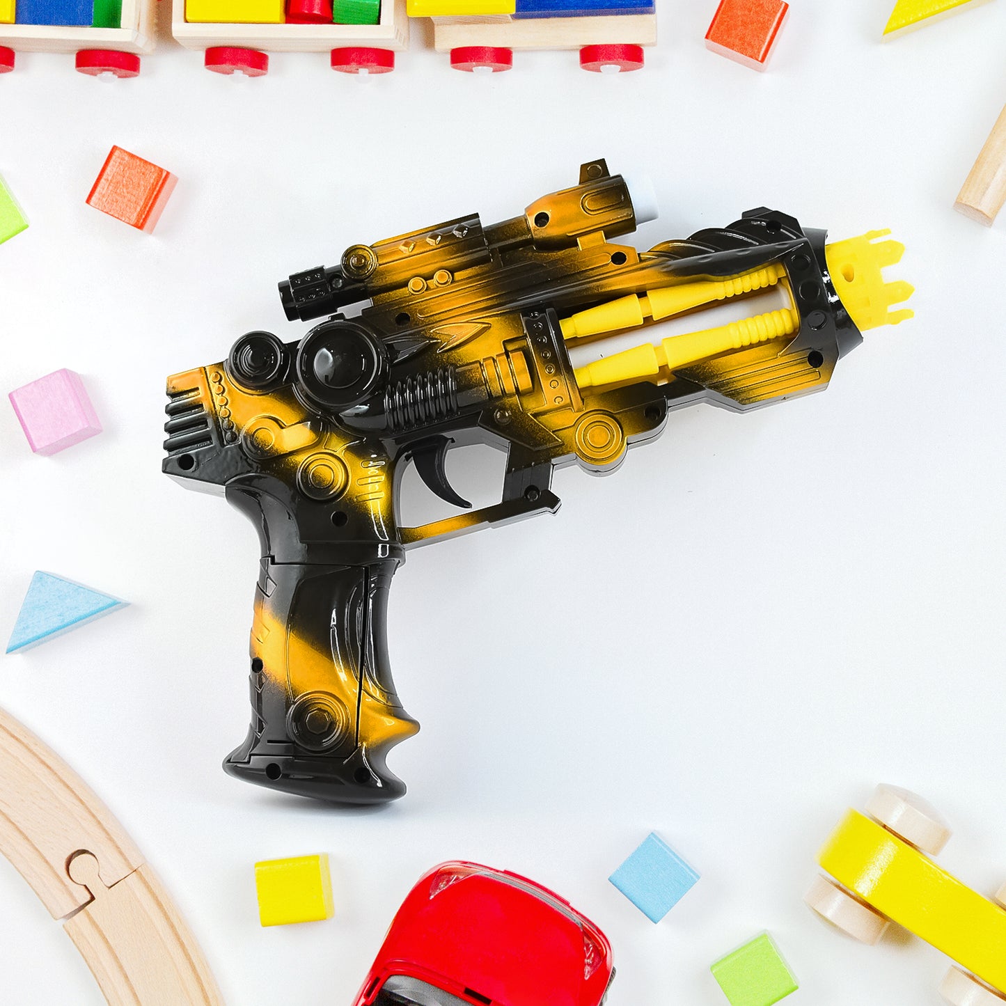 Led Laser Gun Toy Battery Operated Space Blaster With Flashing Lights Sound (1 Set)
