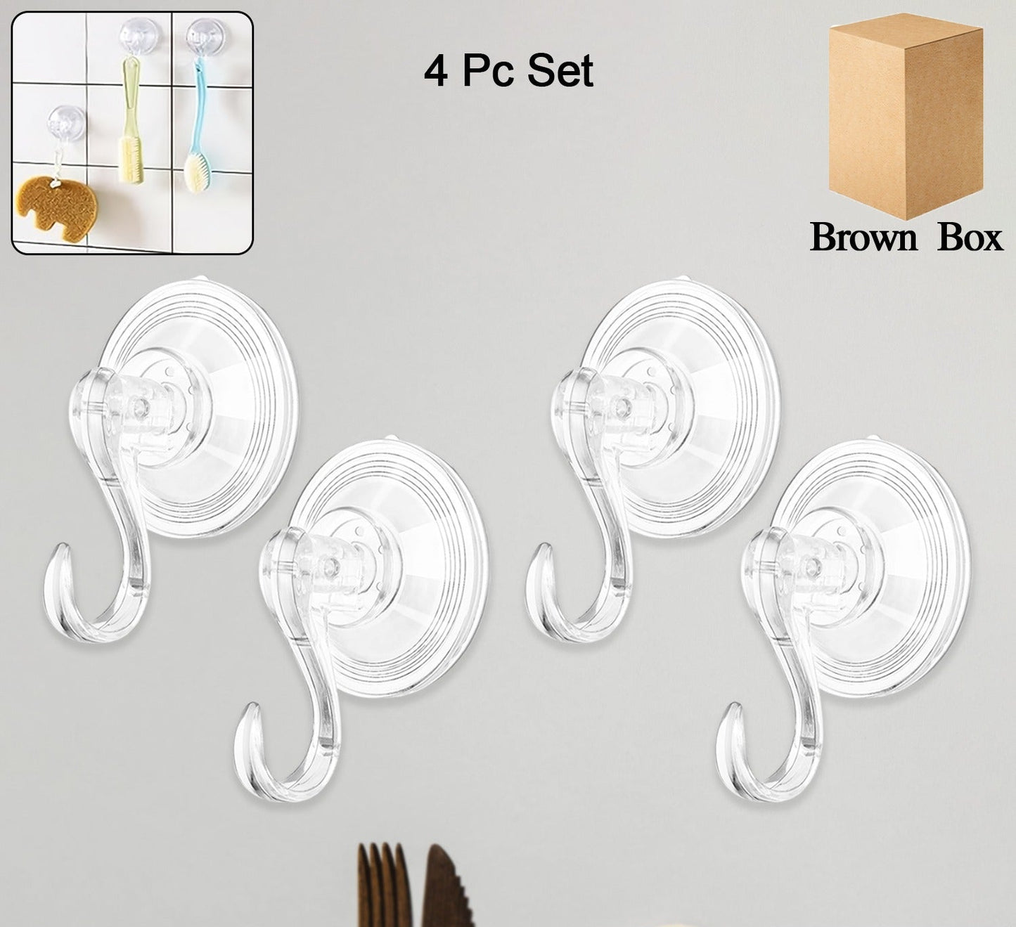Plastic Suction Cup Hooks (10 Pcs Set)