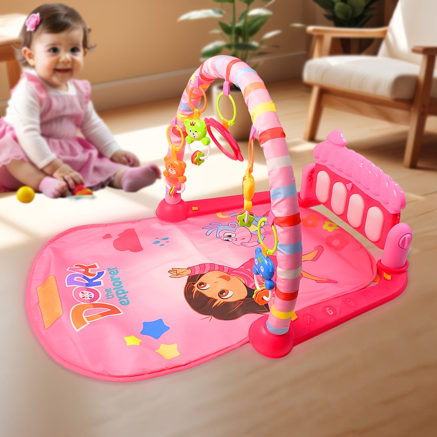 2 in 1 Baby Kick And Play Piano Gym Mat Fitness Rack (1 Set)