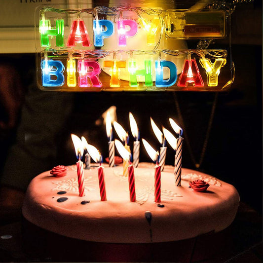 Decoratives Plastic Happy Birthday 13 Led Letter Battery Operated String Lights (Multicolour)