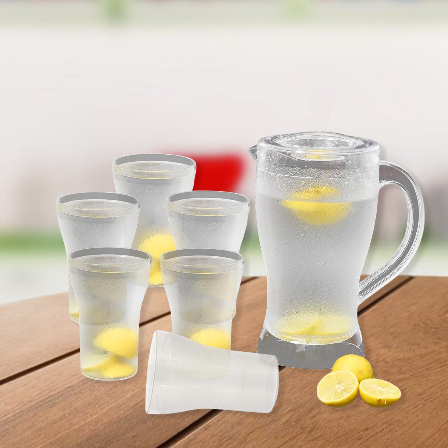 Apex Unbreakable Lemon Jug Set With 6 Glasses