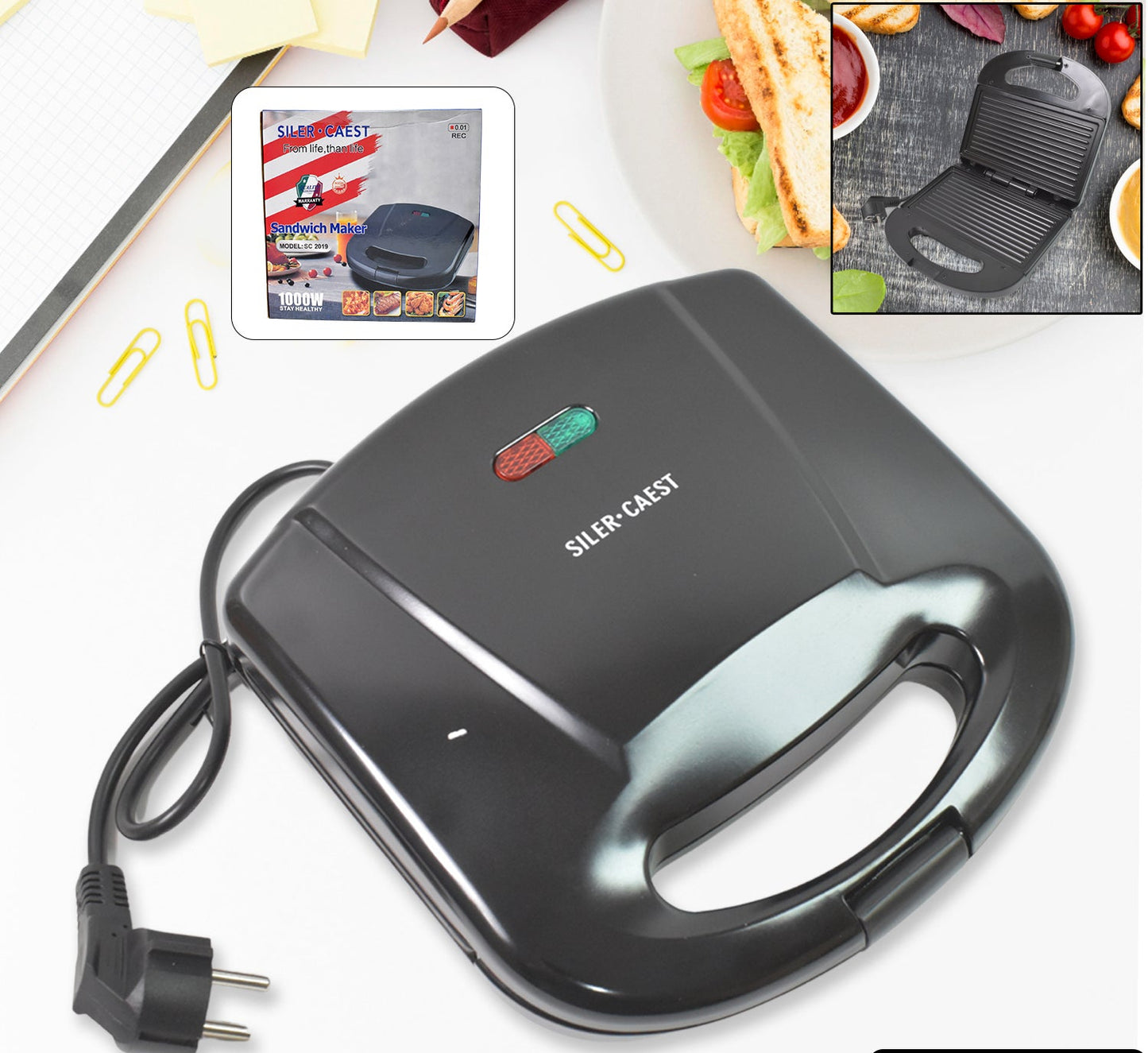 Sandwich Maker Makes Sandwich Non-stick Plates Easy To Use With Indicator Lights
