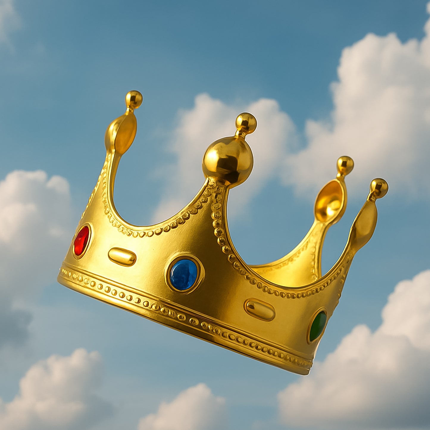 Golden Royal Crown With Colored Gems (1 Pc)