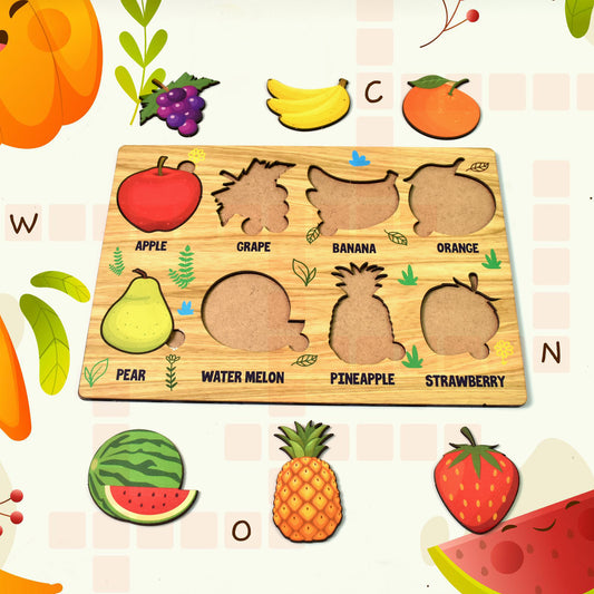Wooden Fruits Puzzle Learning Educational Board (1 Set)