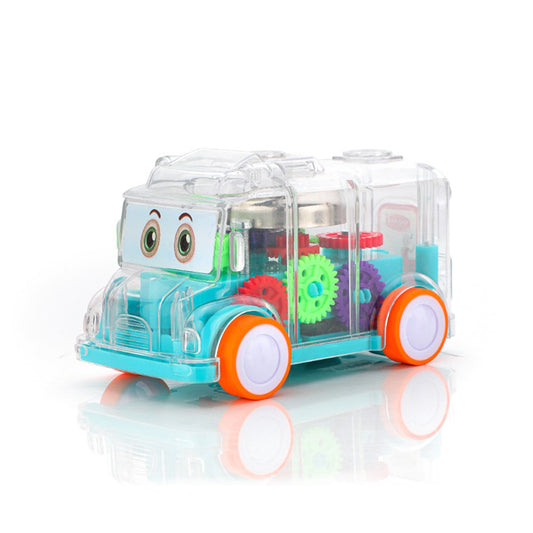 Transparent Musical Mini School Bus Toy For Kids