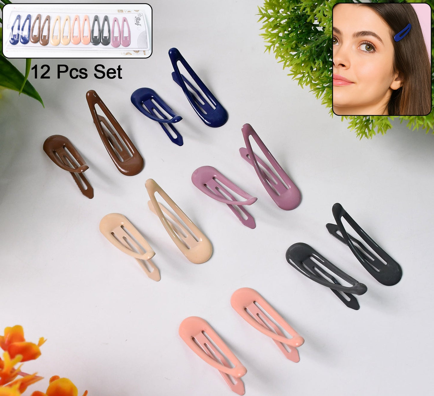 Metal Hair Clips Set (12 Pcs Set)