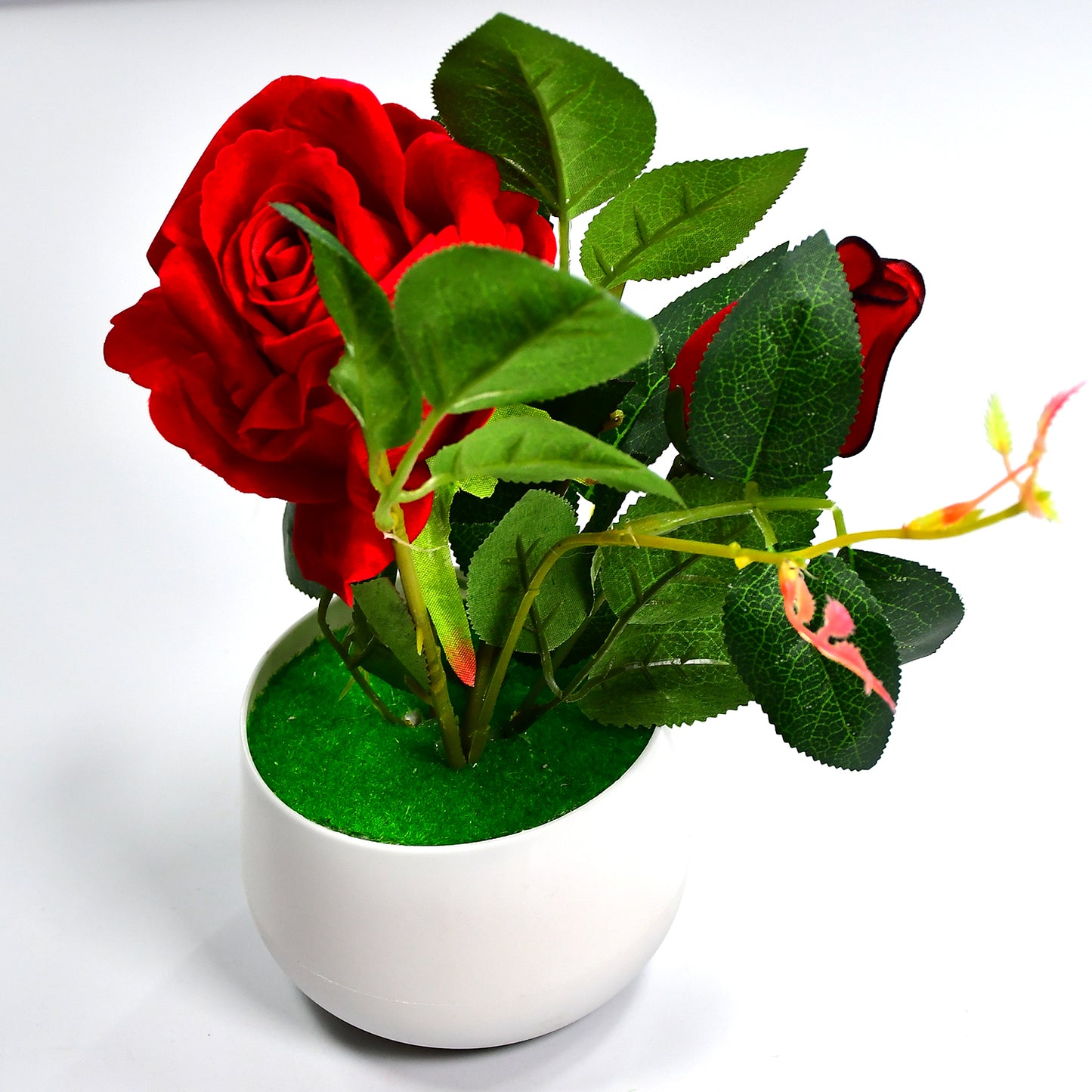 Artificial Rose Flower Plant With Pot For Home Office Or Gift