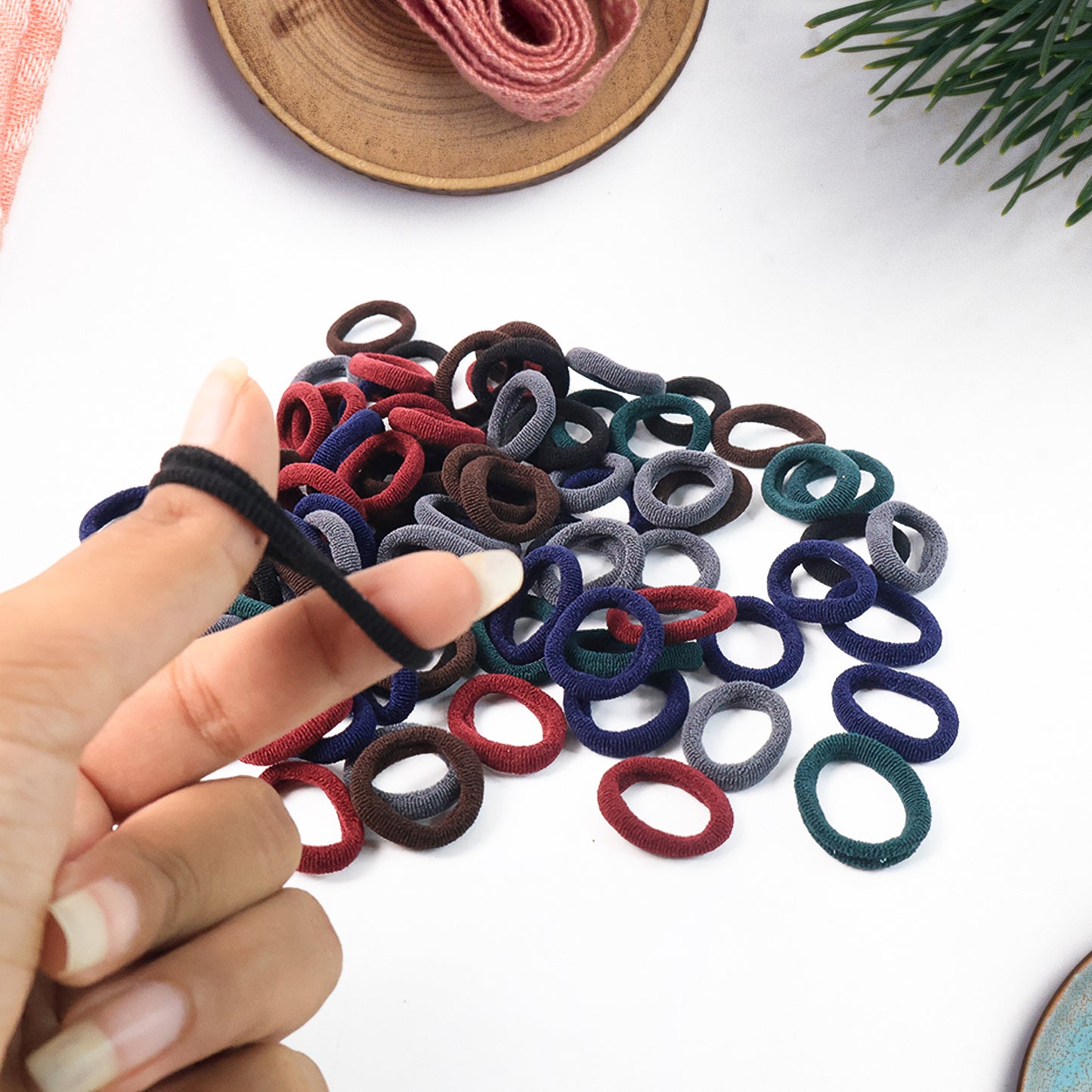 Small Hairbands Bands For Hair Rubber Bands (Pack Of 50 Multicolour)