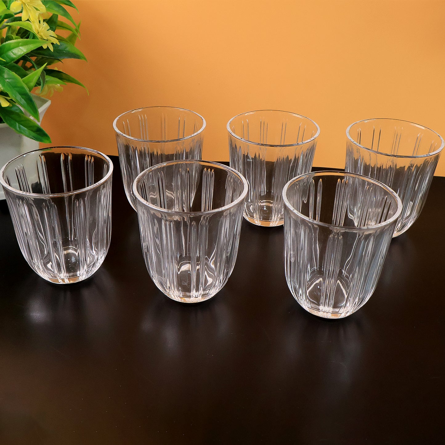 Premium Transparent Glass Tumbler Set (256ml 6 Pc)