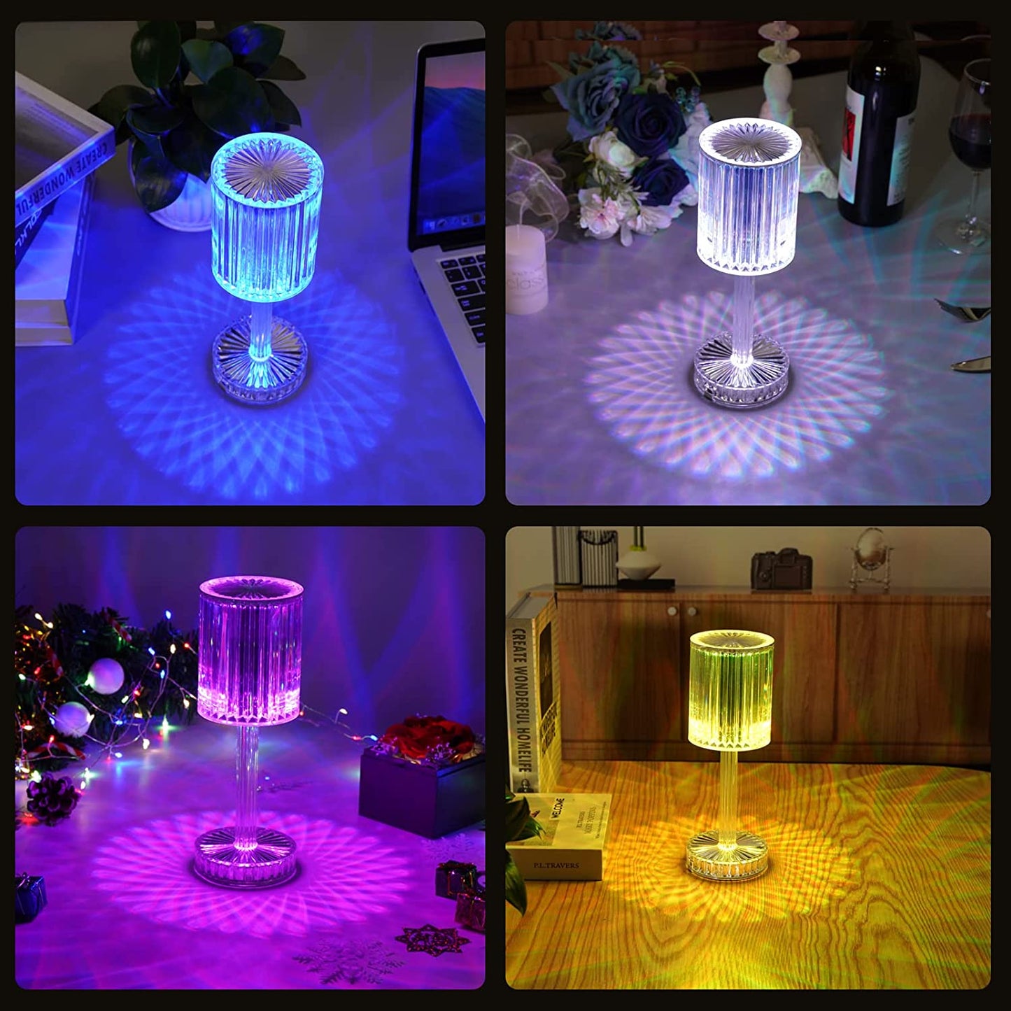 Crystal Table Lamp Touch Control Atmosphere Nightstand Lamp