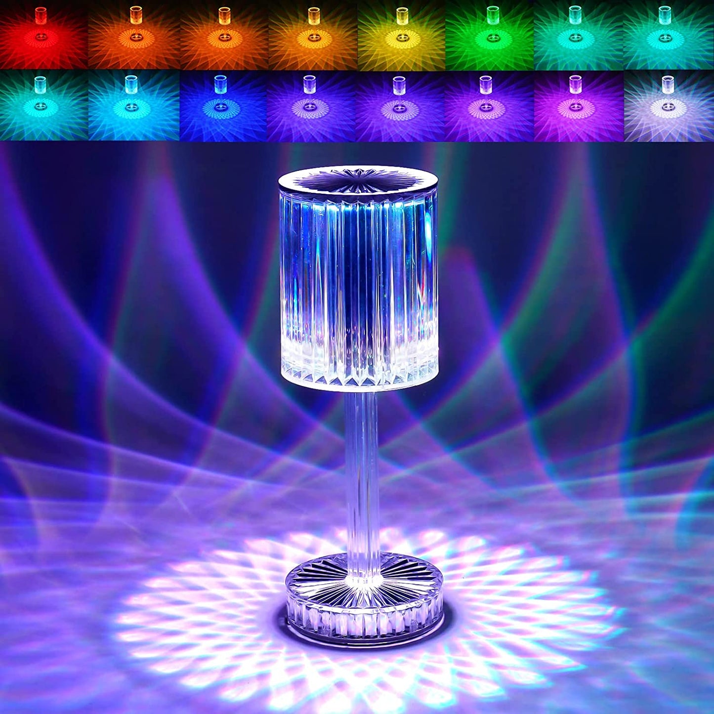 Crystal Table Lamp Touch Control Atmosphere Nightstand Lamp