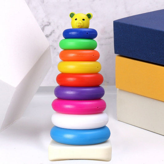 Plastic Baby Kids Teddy Stacking Ring Jumbo Stack Up Educational Toy ( 9pc )