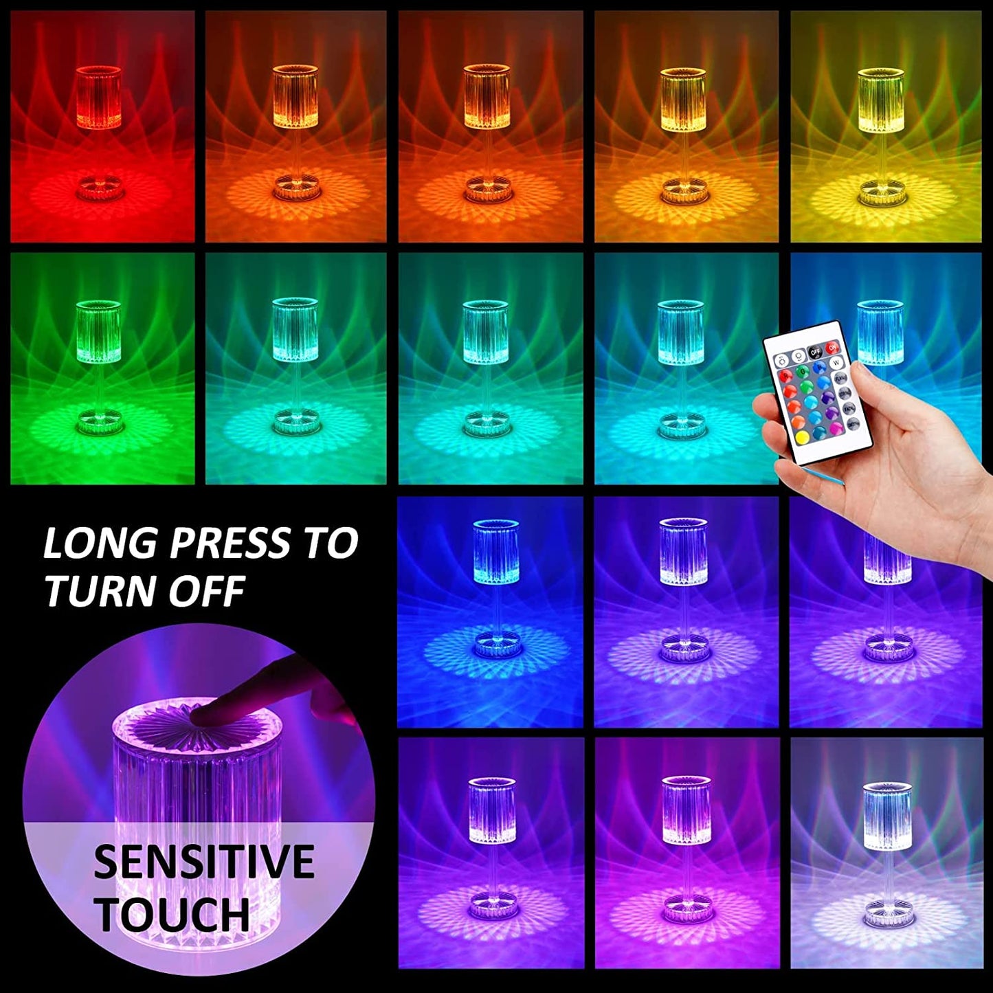Crystal Table Lamp Touch Control Atmosphere Nightstand Lamp