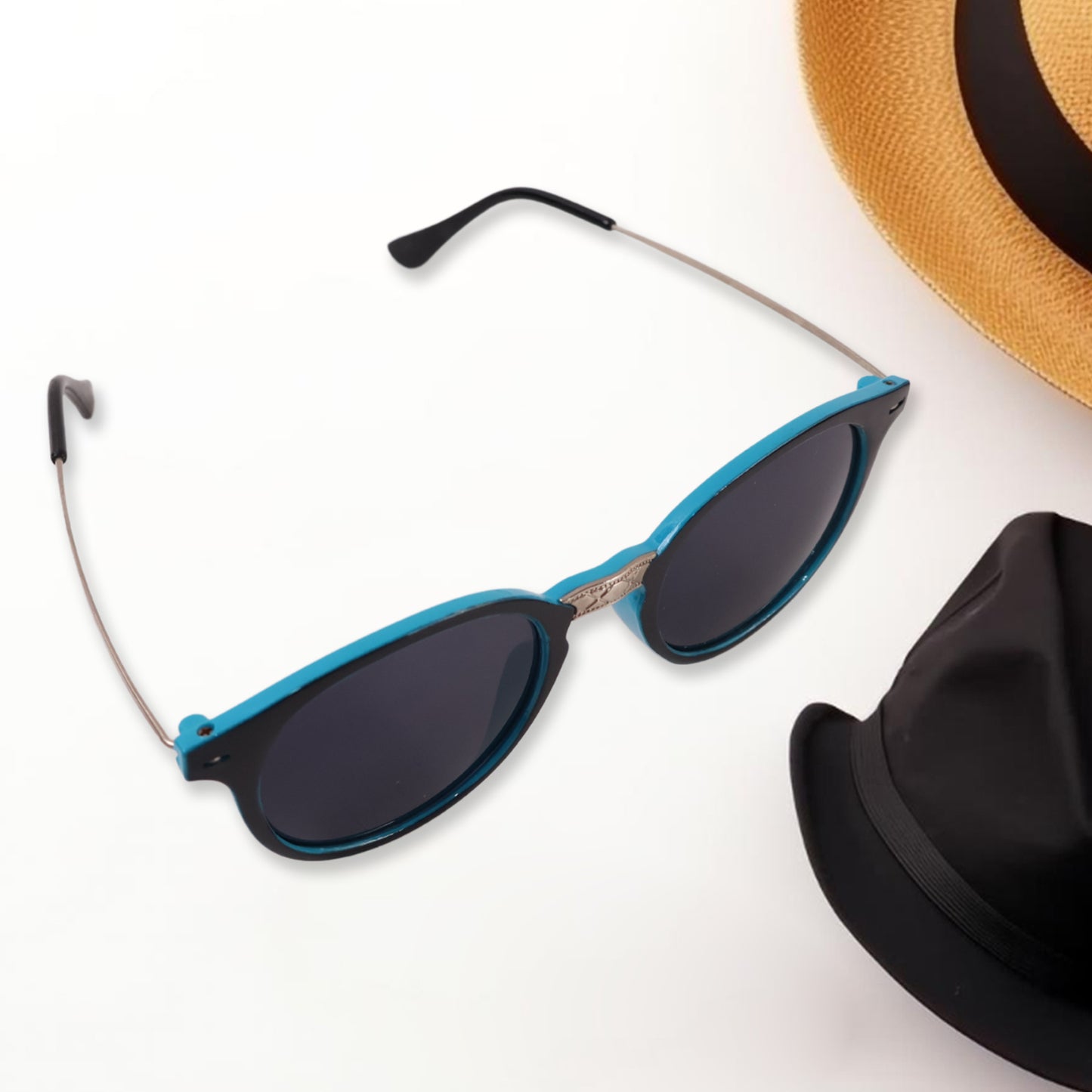 Sky Blue Uv Protected Round Sunglasses