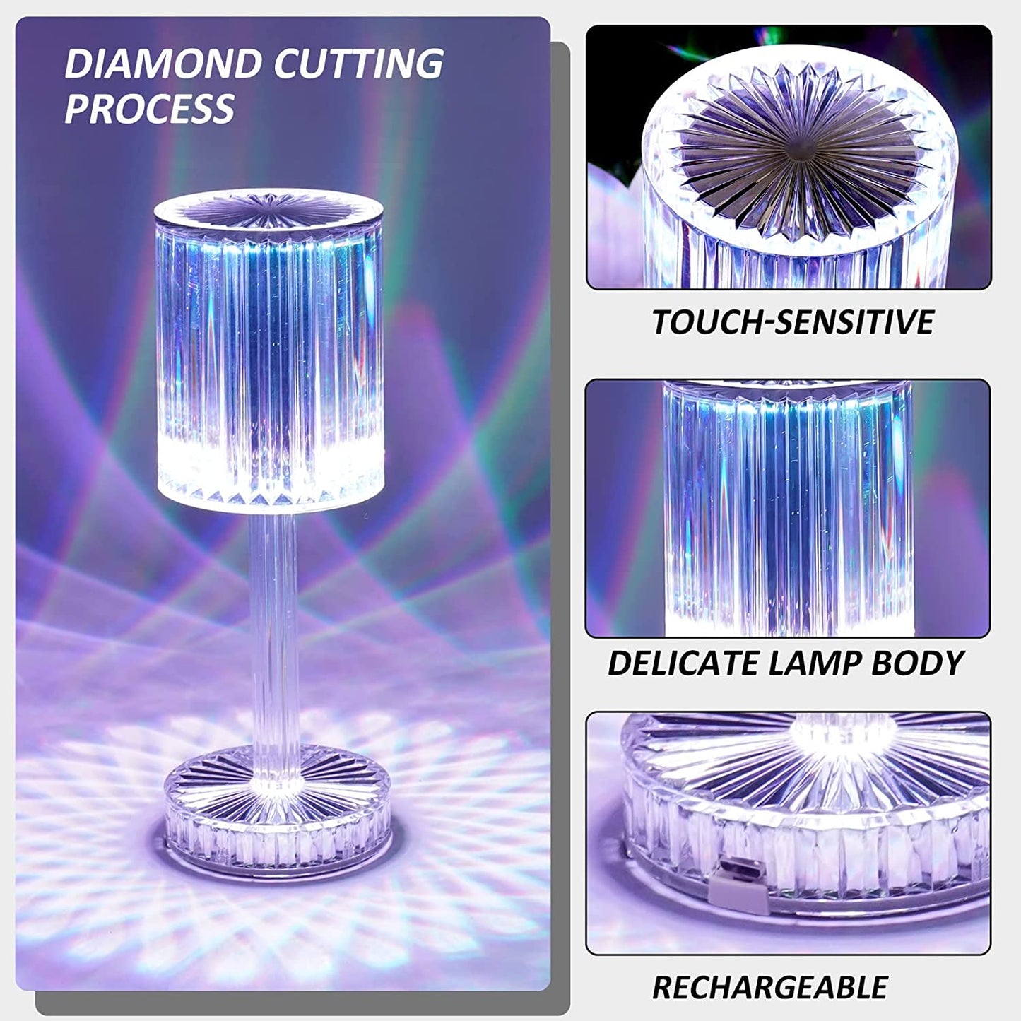 Crystal Table Lamp Touch Control Atmosphere Nightstand Lamp