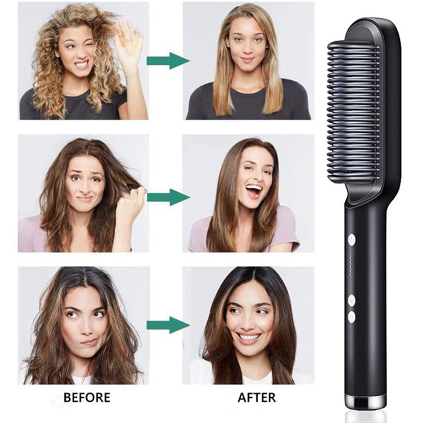 Hqt-909b Hair Straightener Used While Massaging Hair Scalps And Head.