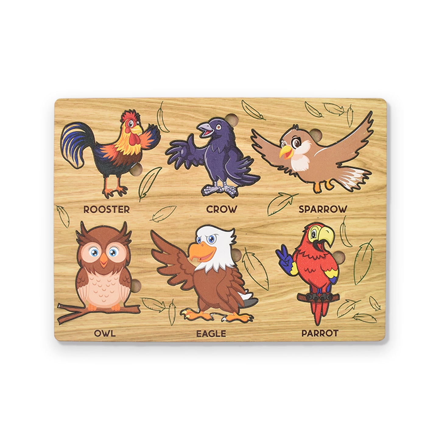 Wooden Bird Puzzle Learning Educational Board (1 Set)