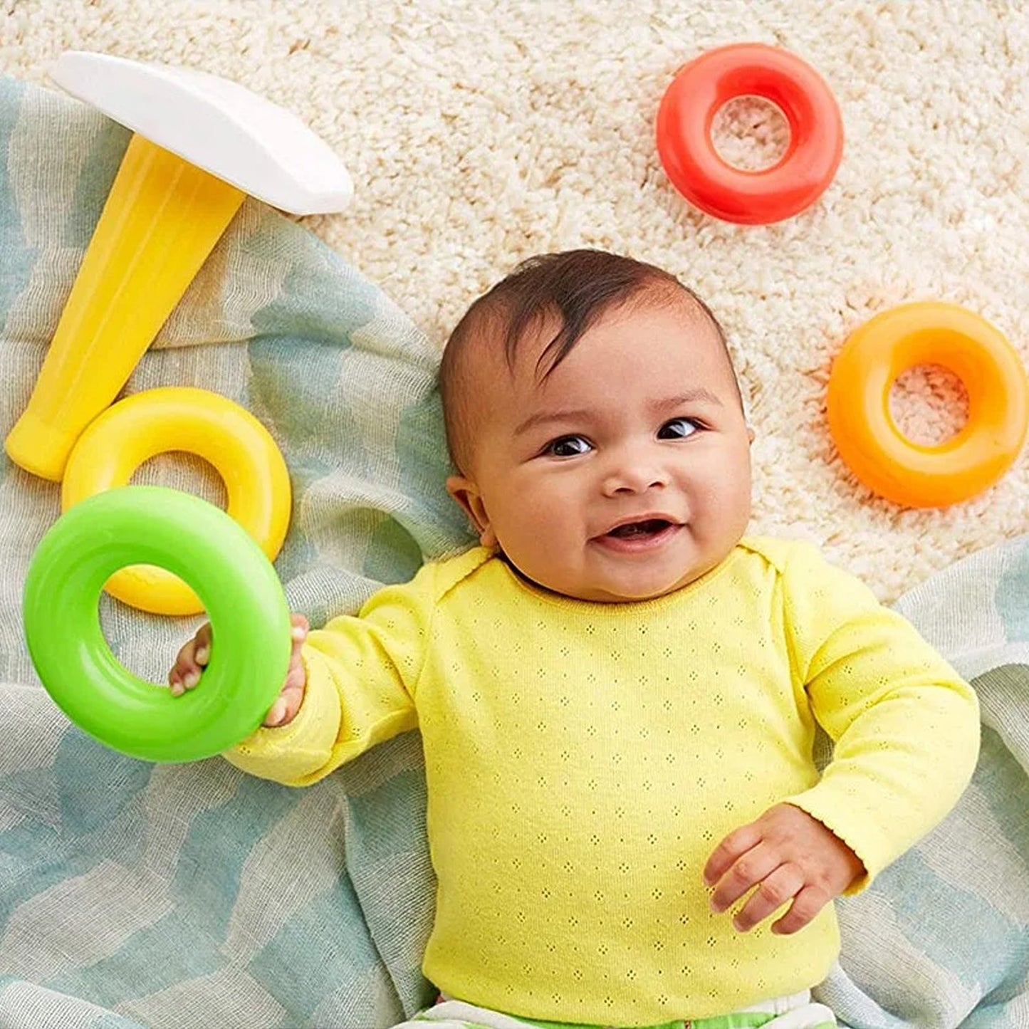 Plastic Baby Kids Teddy Stacking Ring Jumbo Stack Up Educational Toy ( 5pc )