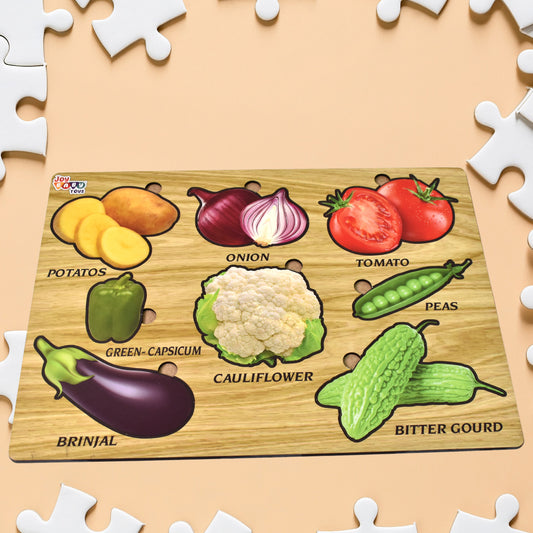 Wooden Vegetable Puzzle Learning Educational Board (1 Set)