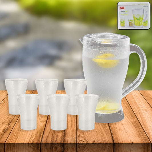 Apex Unbreakable Lemon Jug Set With 6 Glasses