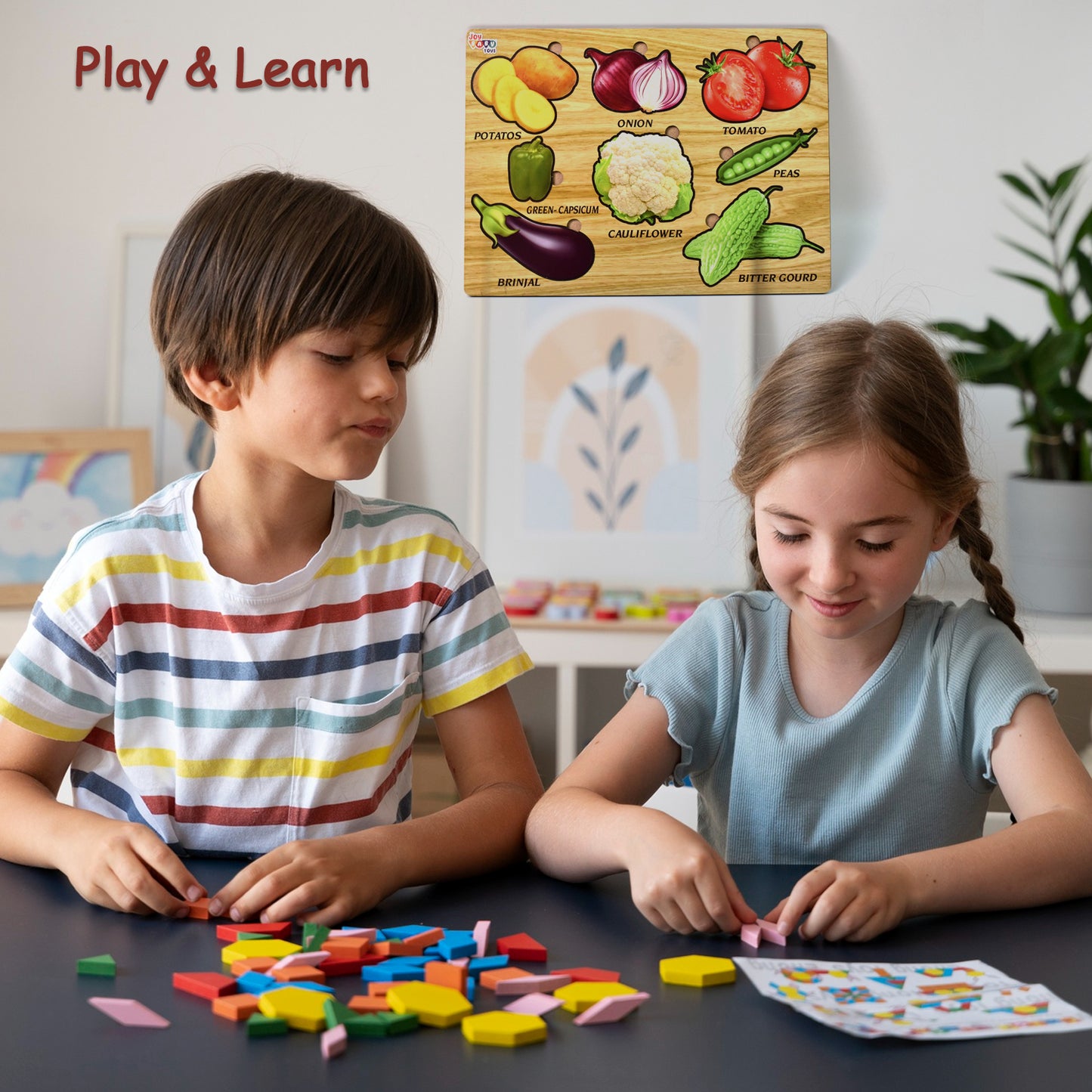 Wooden Vegetable Puzzle Learning Educational Board (1 Set)