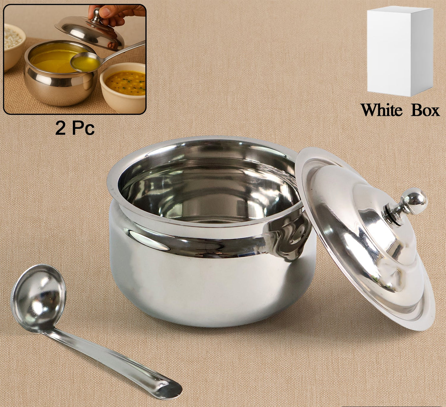 Premium Stainless Steel Ghee Pot