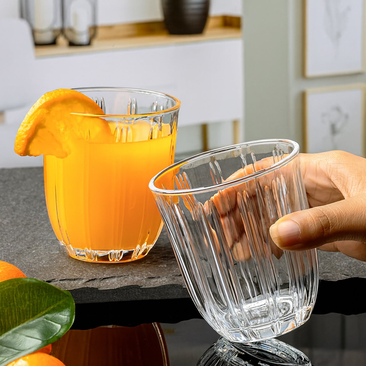 Premium Transparent Glass Tumbler Set (256ml 6 Pc)
