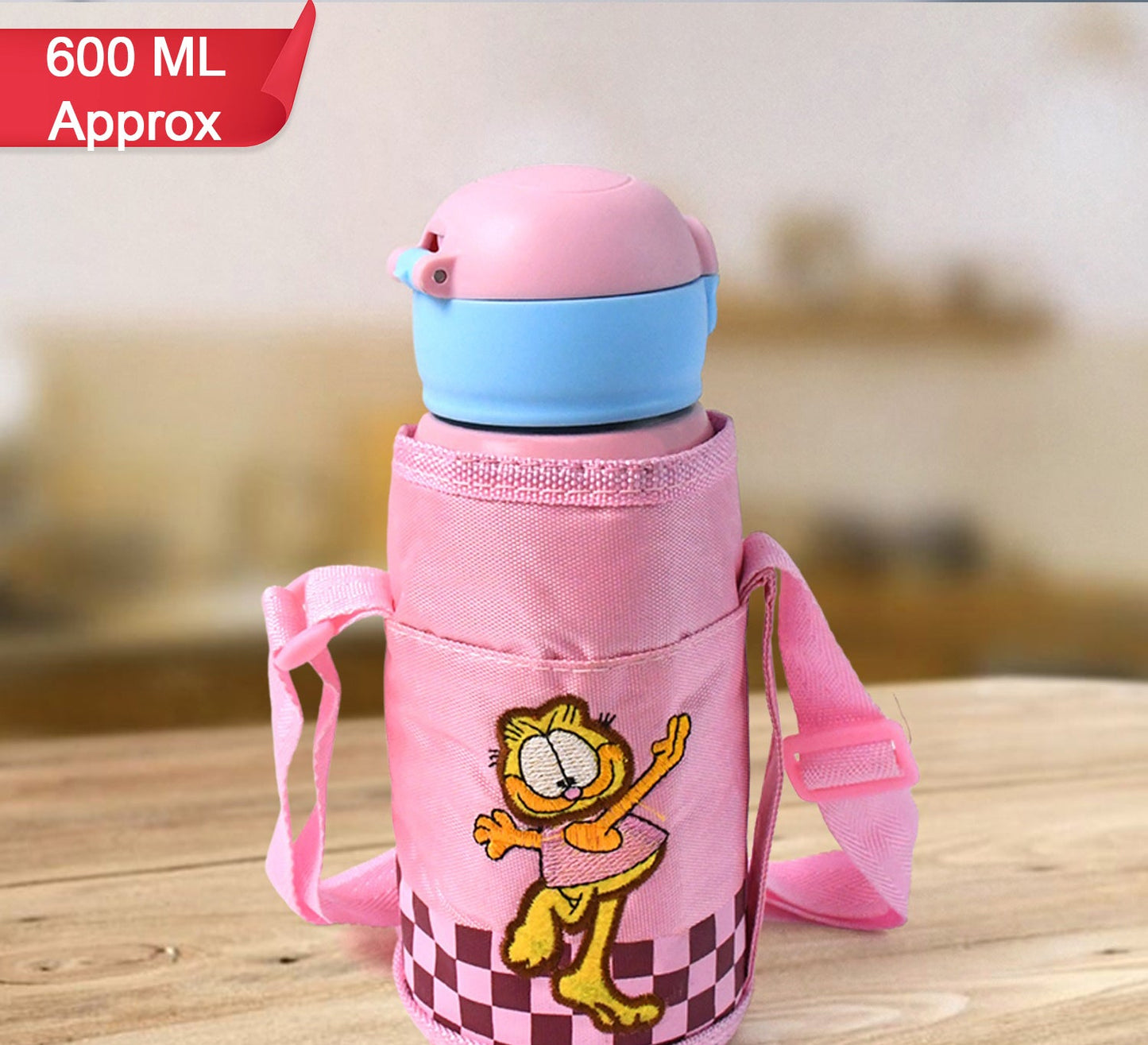 Thermos Steel Double Wall Vacuum Bottle With Cover Strap 600ml Approx