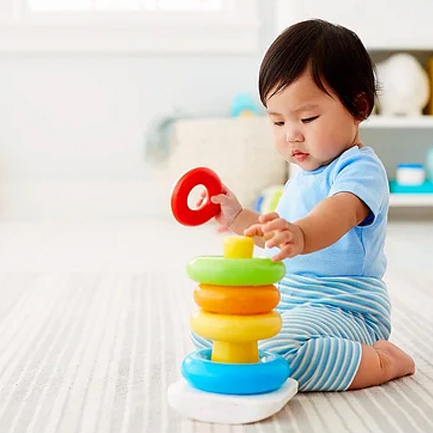 Plastic Baby Kids Teddy Stacking Ring Jumbo Stack Up Educational Toy ( 5pc )