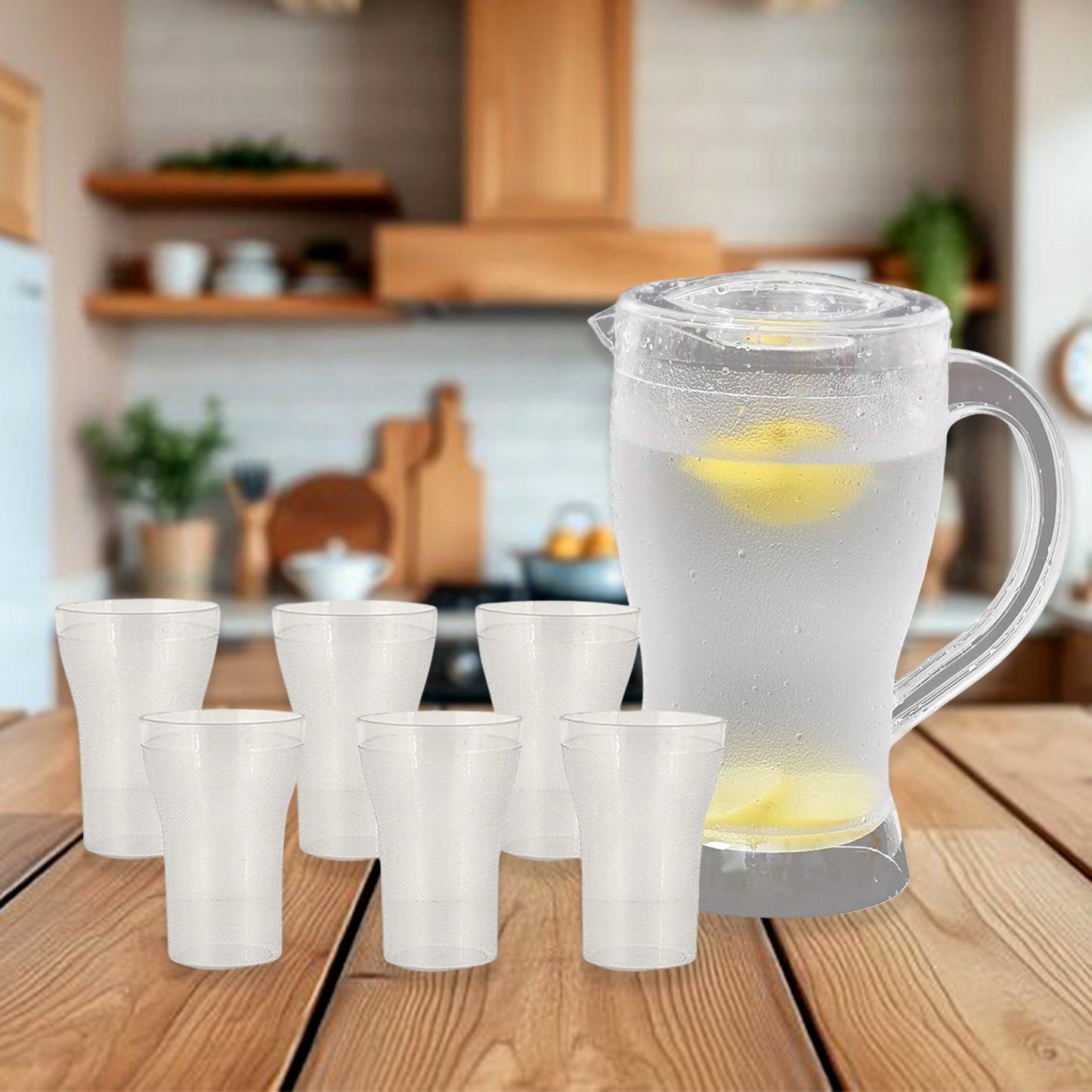 Apex Unbreakable Lemon Jug Set With 6 Glasses