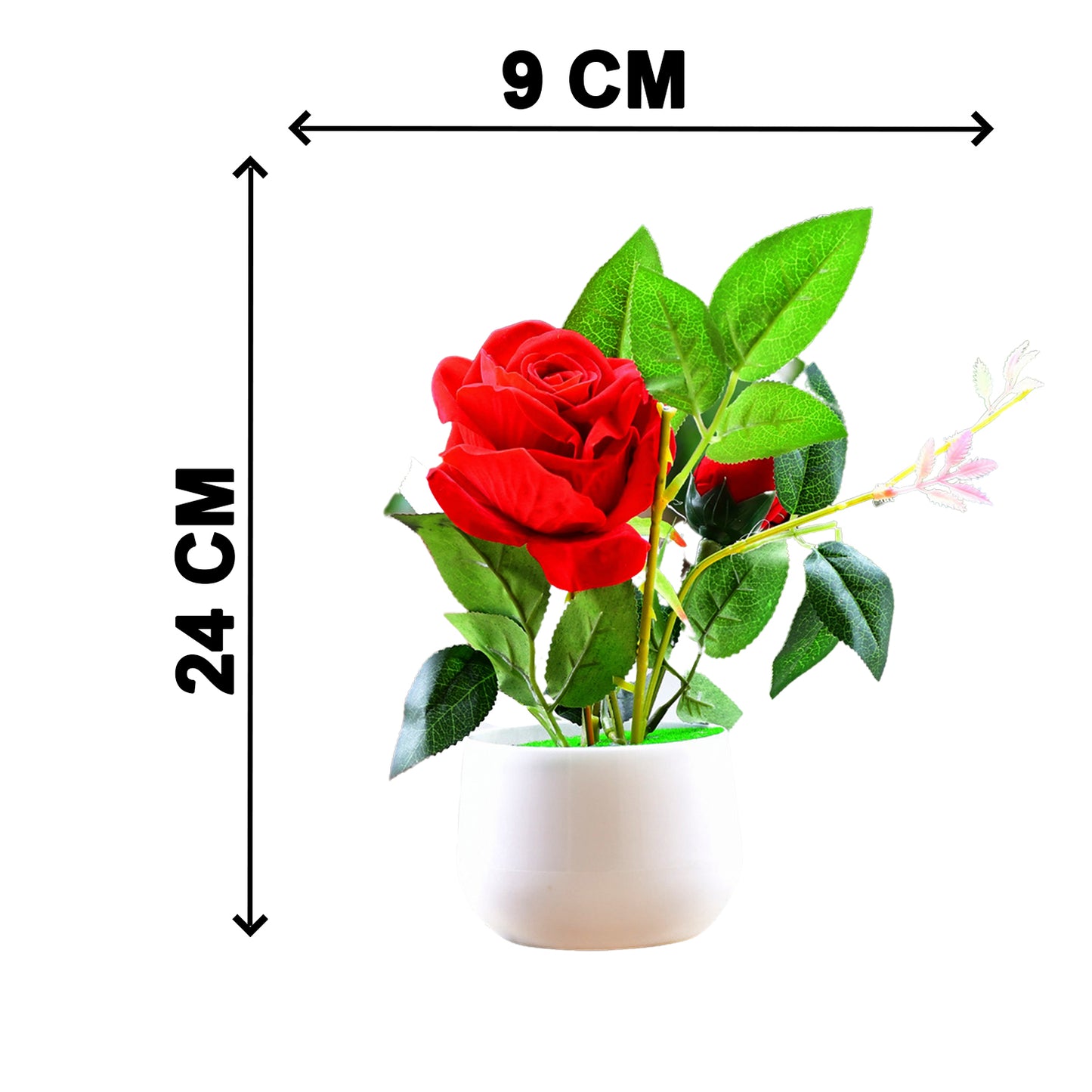 Artificial Rose Flower Plant With Pot For Home Office Or Gift