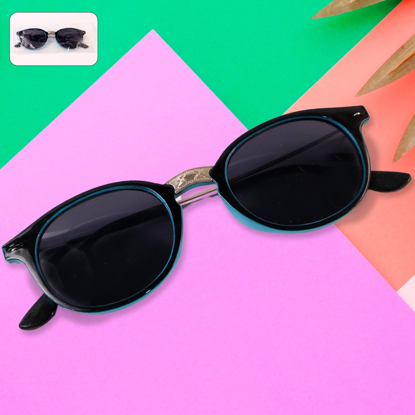 Sky Blue Uv Protected Round Sunglasses