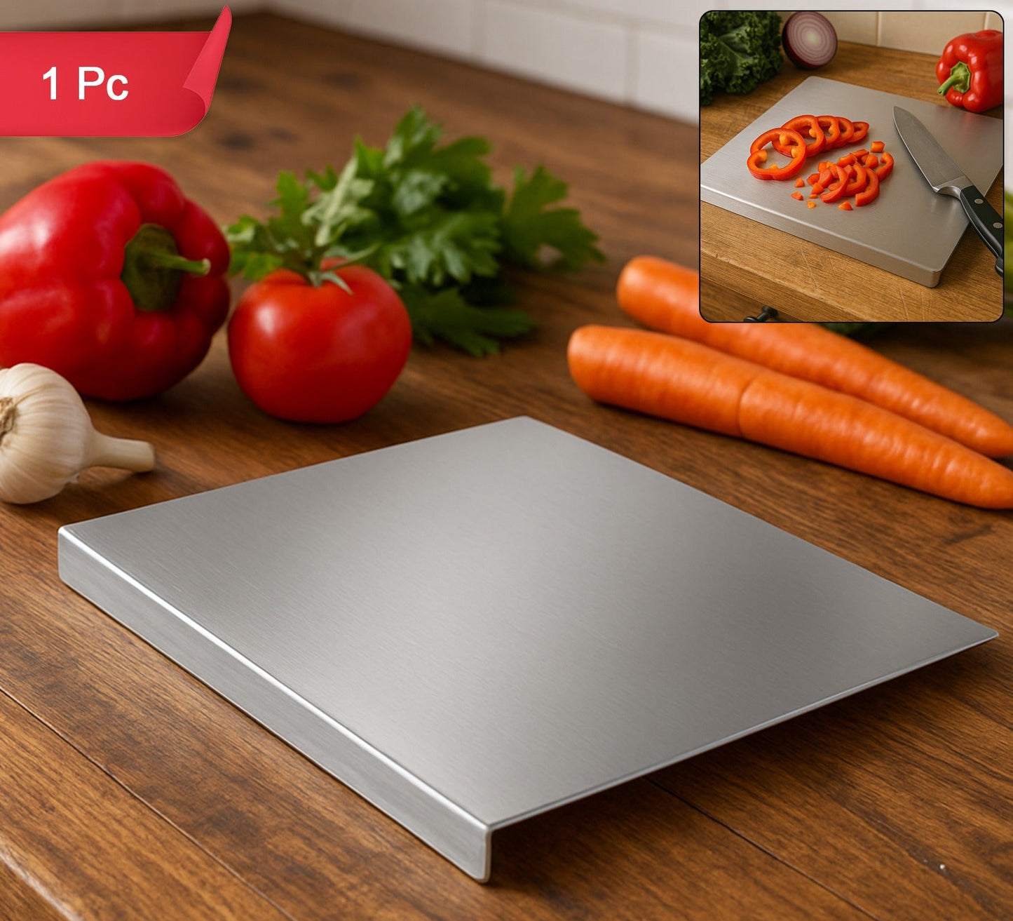 Premium Stainless Steel Anti-bacterial Chopping Board For Kitchen (1 Pc)