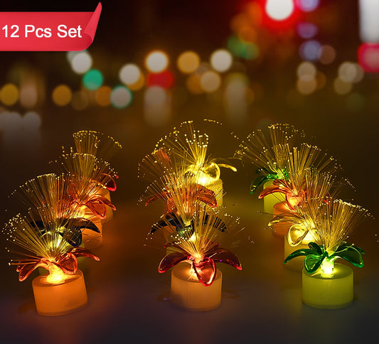 Fiber Optic Light Mini Color Change Led Table Centerpieces  Light Up Candle - Pack Of 12