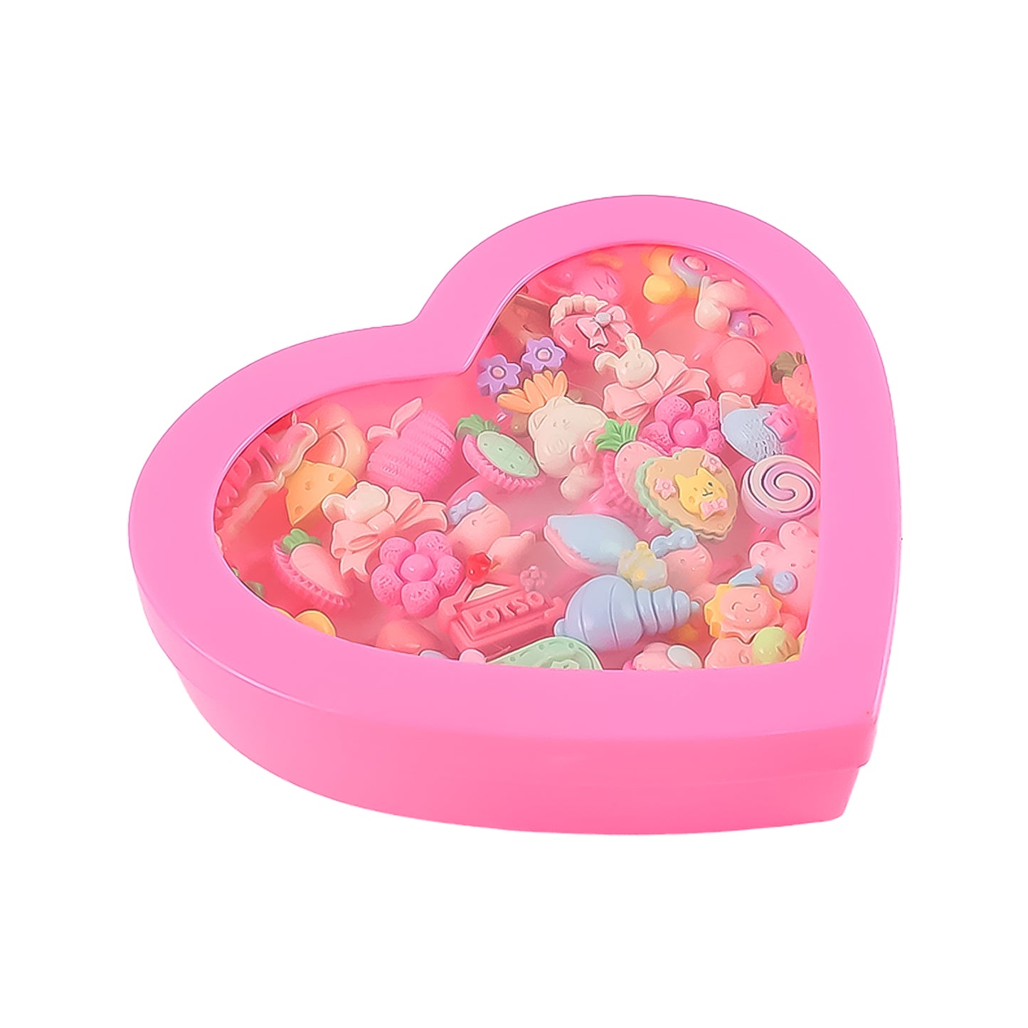 Adorable Playful Decorative Rings For Children In Heart Shaped Storage Box (35 Pcs Aprpox)