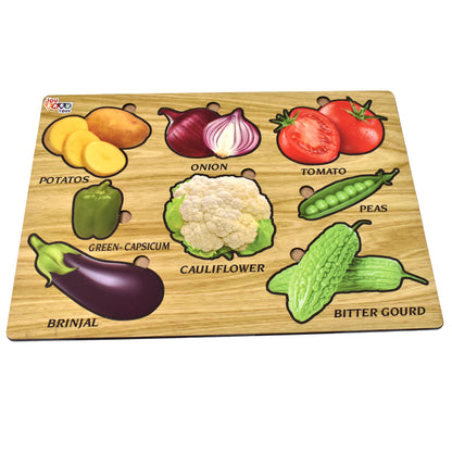 Wooden Vegetable Puzzle Learning Educational Board (1 Set)