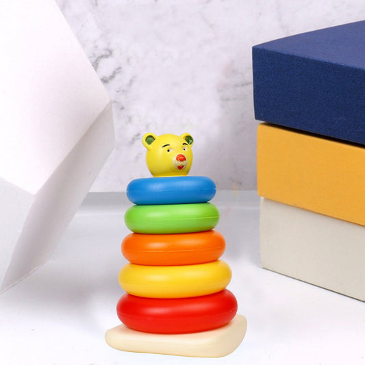 Plastic Baby Kids Teddy Stacking Ring Jumbo Stack Up Educational Toy ( 5pc )