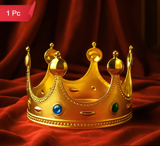 Golden Royal Crown With Colored Gems (1 Pc)
